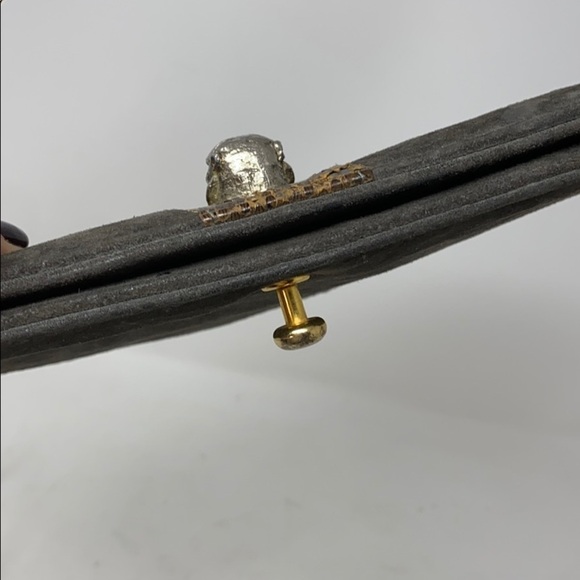 Vintage Ruth Saltz Gray Suede w/ Snakeskin Purse - Picture 3 of 16